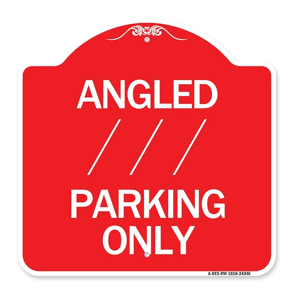 Angle Parking W/ Bidirectional Arrow 1, Red & White Aluminum Sign, 18" x 18", RW-1818-24346